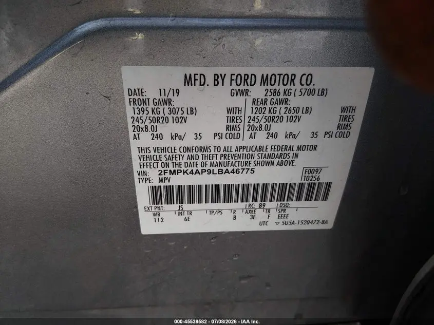 2020 FORD EDGE ST