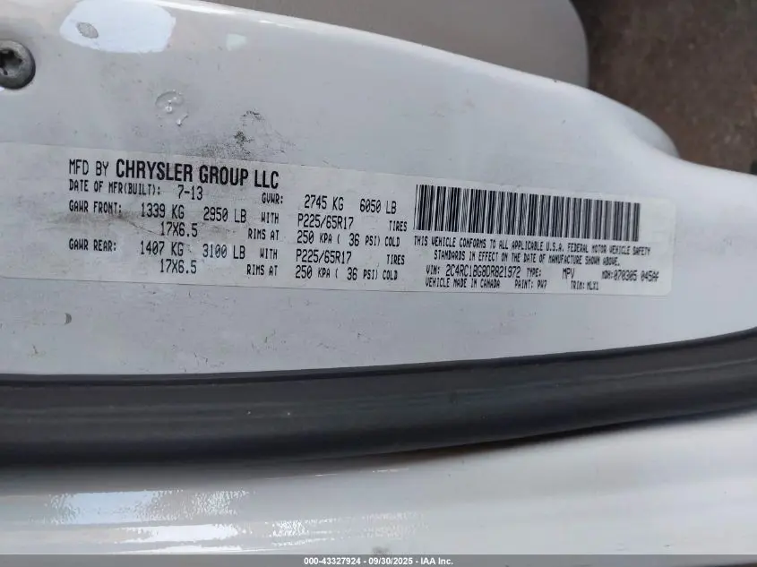 2013 CHRYSLER TOWN & COUNTRY TOURING