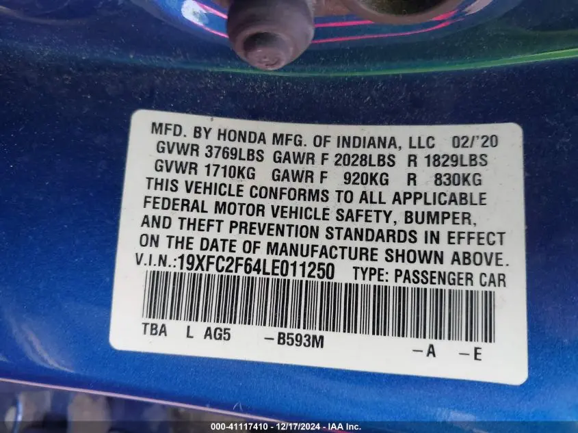 2020 HONDA CIVIC LX