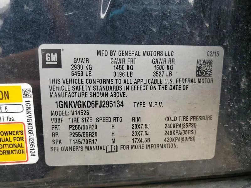 2015 CHEVROLET TRAVERSE LT  