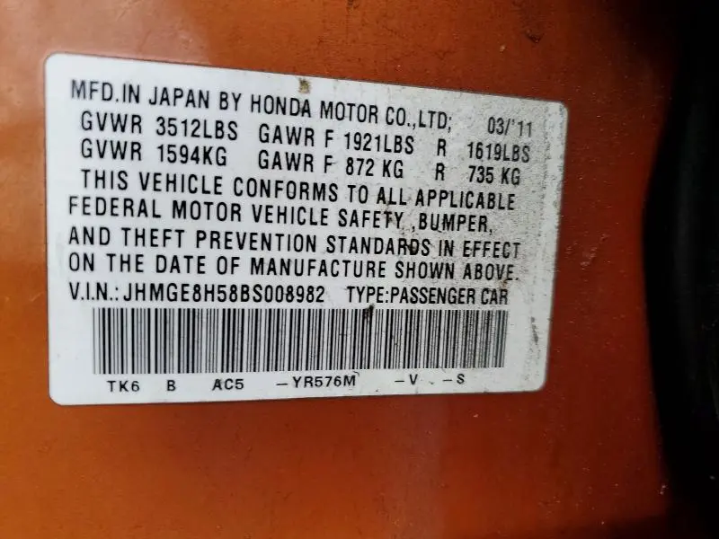 2011 HONDA FIT SPORT  