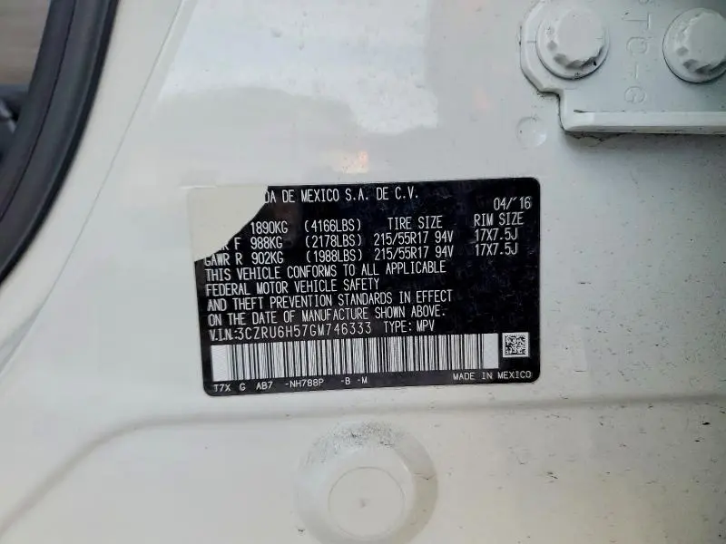 2016 HONDA HR-V EX  