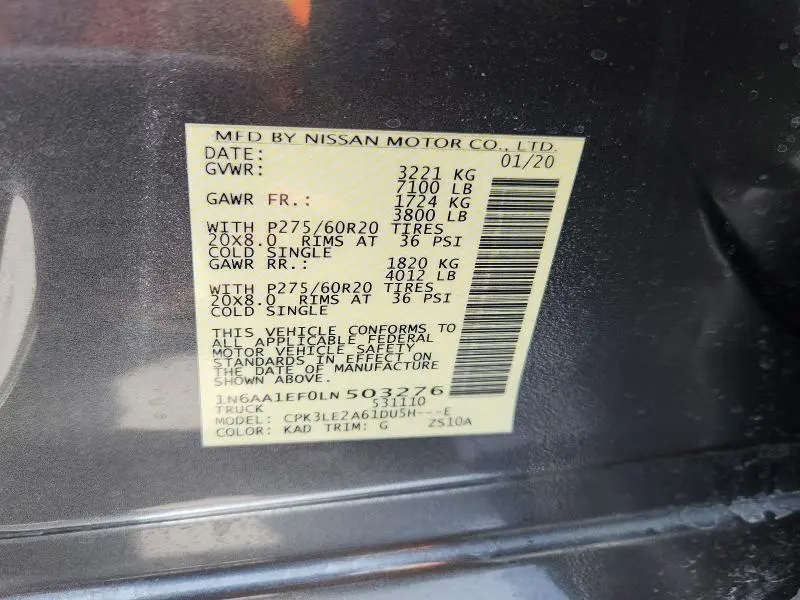 2020 NISSAN TITAN SL  