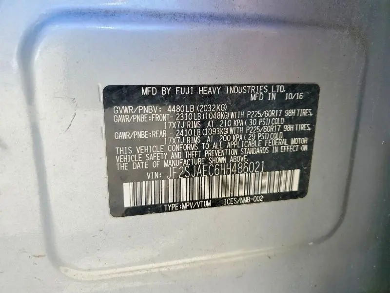 2017 SUBARU FORESTER 2.5I PREMIUM  