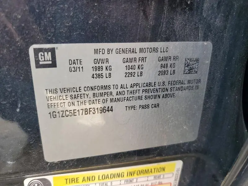 2011 CHEVROLET MALIBU 1LT  