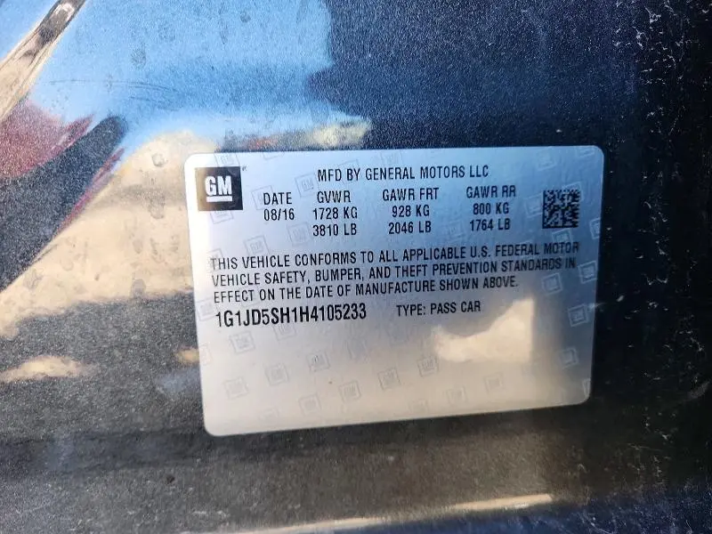 2017 CHEVROLET SONIC LT  
