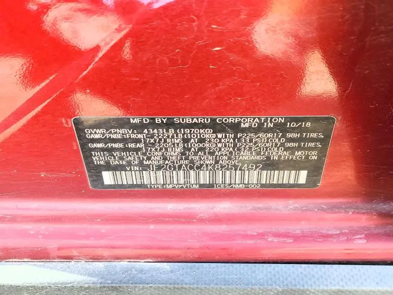 2019 SUBARU CROSSTREK PREMIUM  