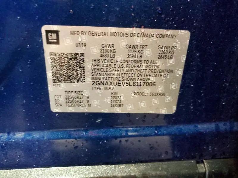 2020 CHEVROLET EQUINOX LT  