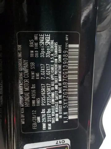 2012 HYUNDAI SANTA FE GLS  