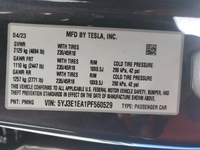 2023 TESLA MODEL 3   