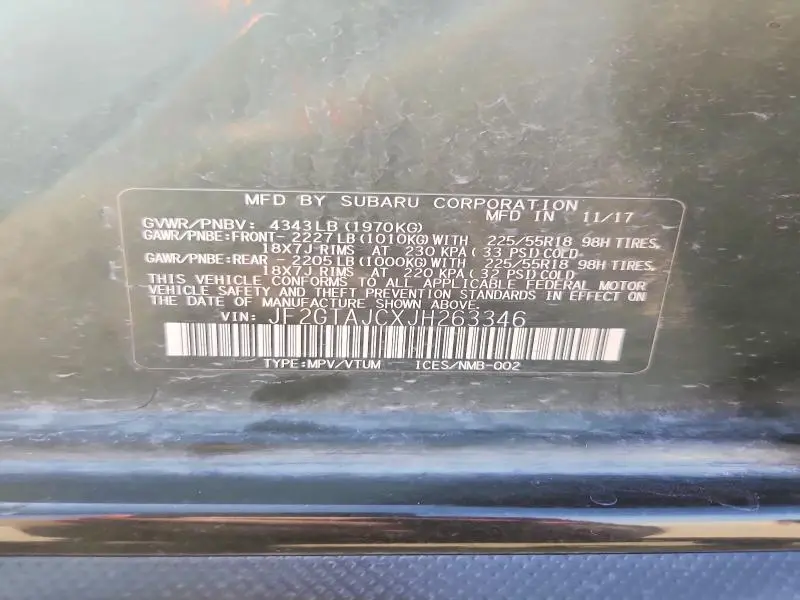2018 SUBARU CROSSTREK LIMITED  