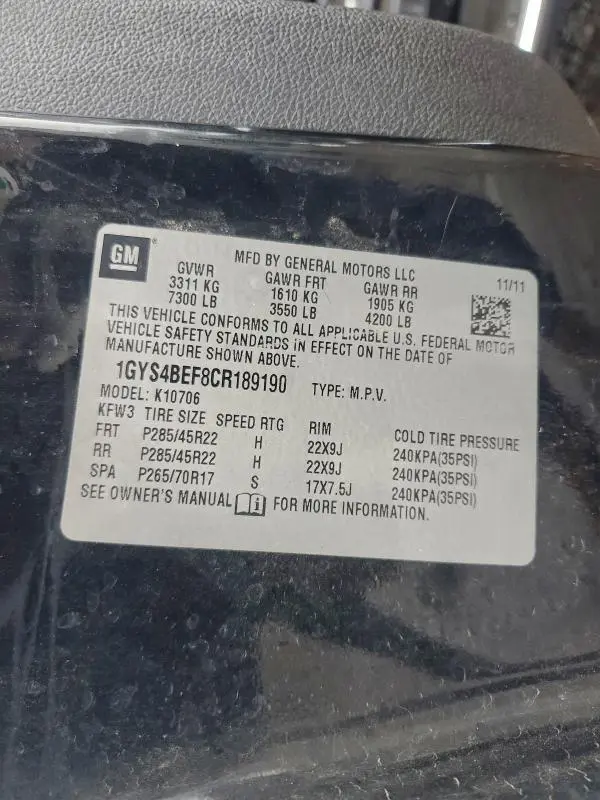 2012 CADILLAC ESCALADE LUXURY  