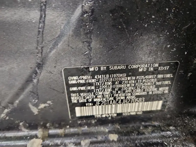 2018 SUBARU CROSSTREK   