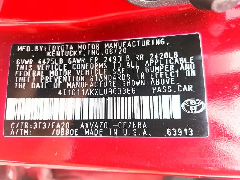 2020 TOYOTA CAMRY LE  