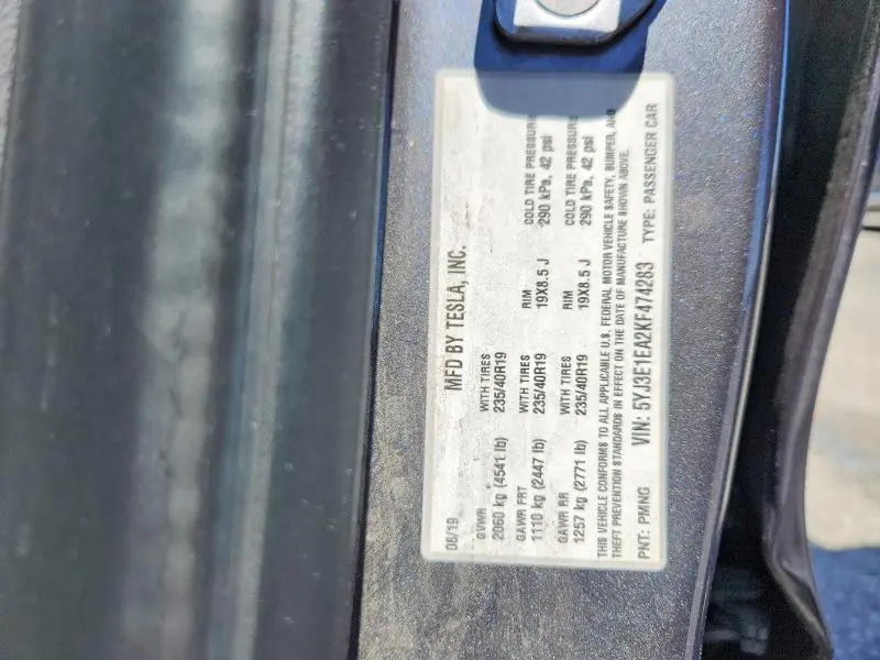 2019 TESLA MODEL 3   