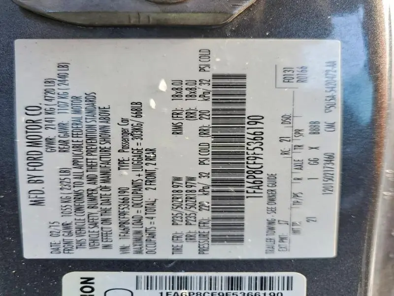 2015 FORD MUSTANG GT  