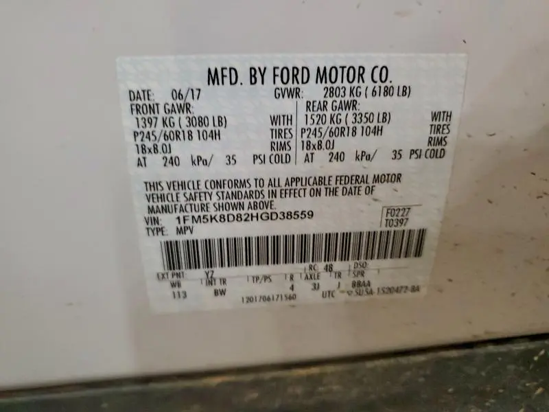 2017 FORD EXPLORER XLT  