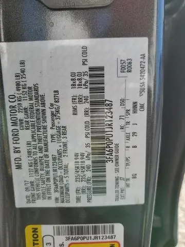 2018 FORD FUSION SE PHEV  