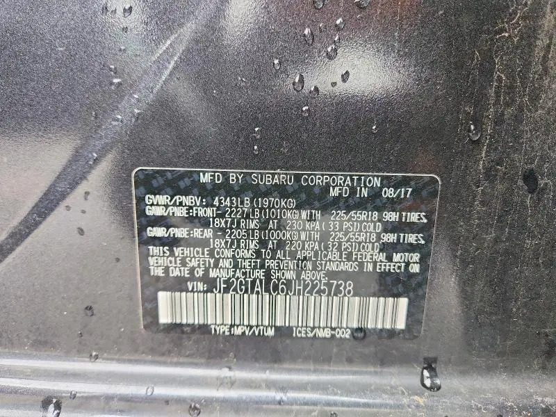 2018 SUBARU CROSSTREK LIMITED  