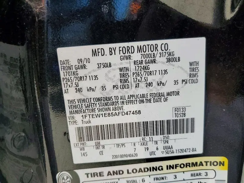 2010 FORD F150 SUPERCREW  
