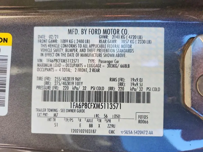 2021 FORD MUSTANG GT  