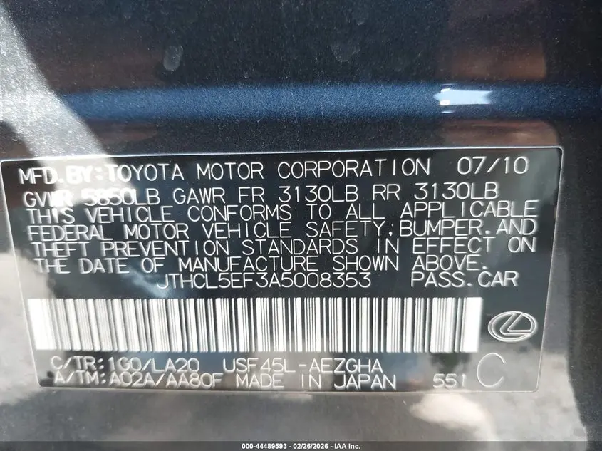 2010 LEXUS LS 460  