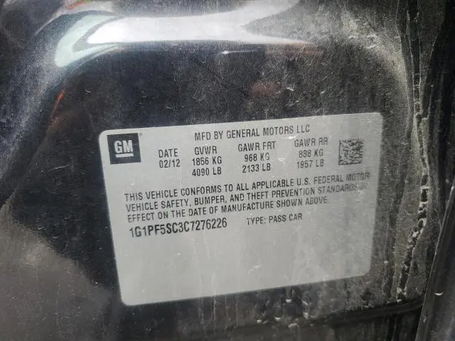 2012 CHEVROLET CRUZE LT