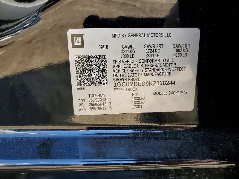 2019 CHEV SILV1500 4WD