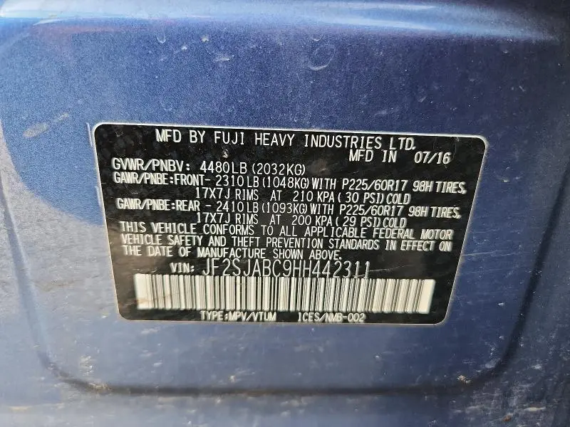 2017 SUBARU FORESTER 2.5I  