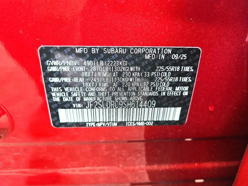 2025 SUBARU FORESTER LIMITED  