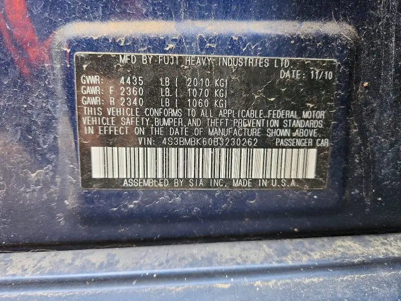 2011 SUBARU LEGACY 2.5I LIMITED  