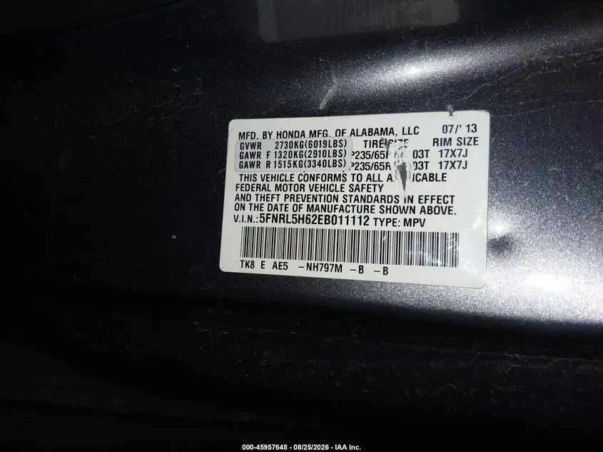 2014 HONDA ODYSSEY EX-L