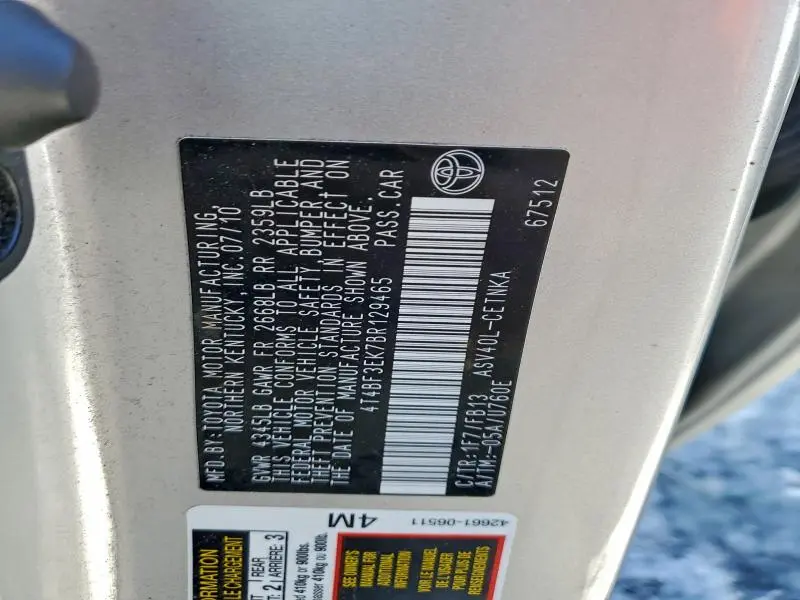 2011 TOYOTA CAMRY BASE  