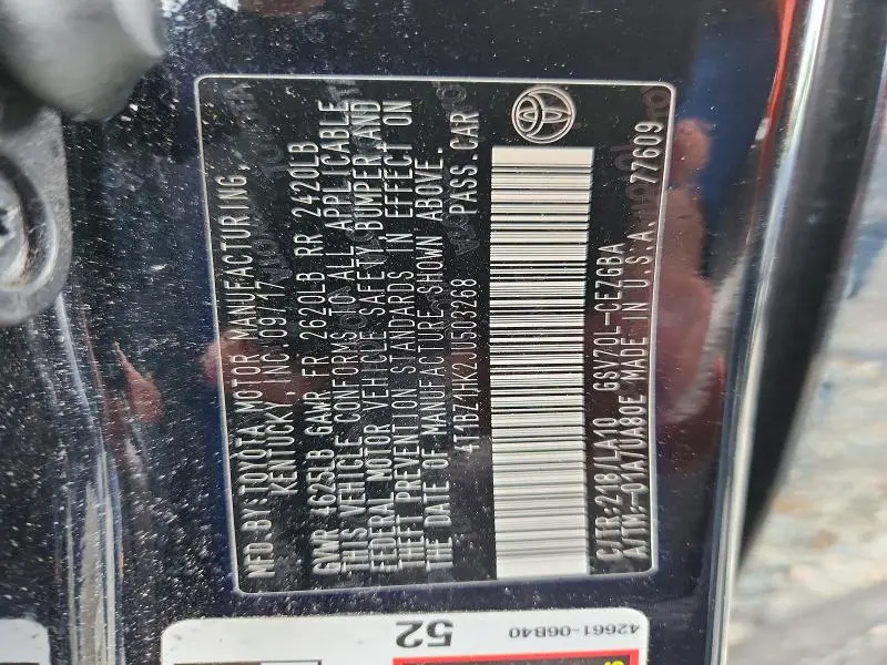 2018 TOYOTA CAMRY XLE V6  