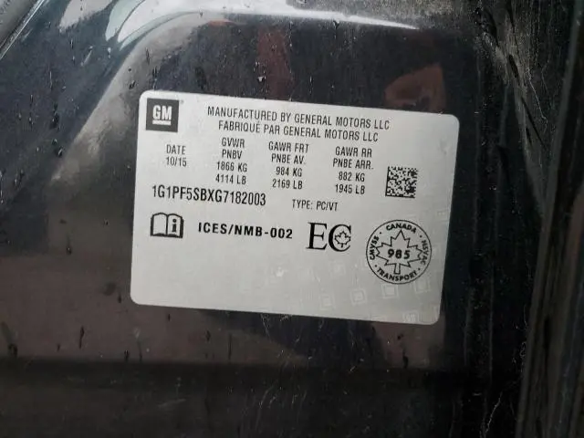 2016 CHEVROLET CRUZE LIMITED LT  