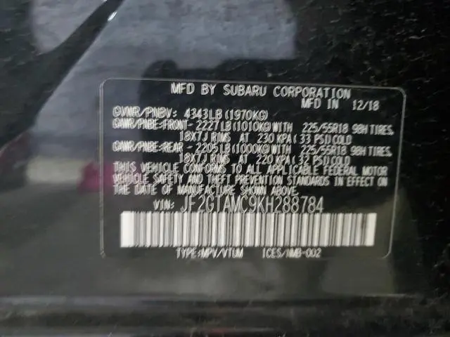 2019 SUBARU CROSSTREK LIMITED  