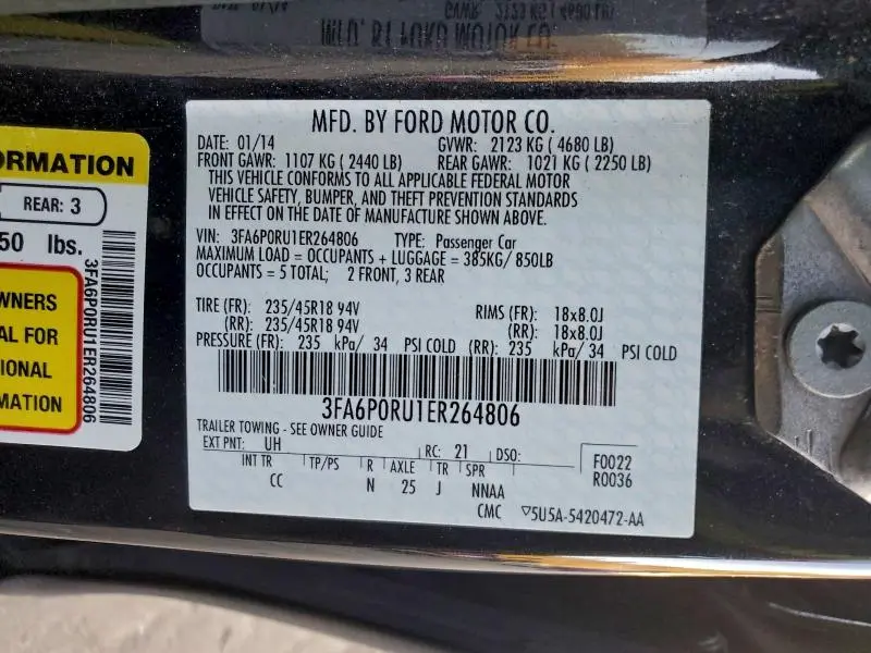 2014 FORD FUSION TITANIUM HEV  