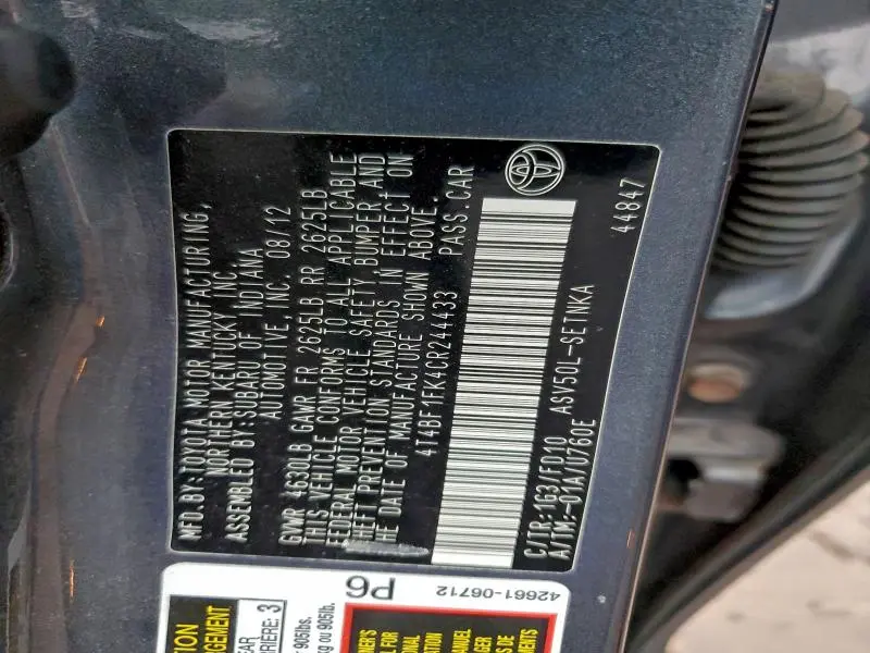 2012 TOYOTA CAMRY BASE  