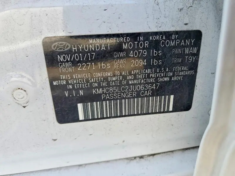 2018 HYUNDAI IONIQ LIMITED  