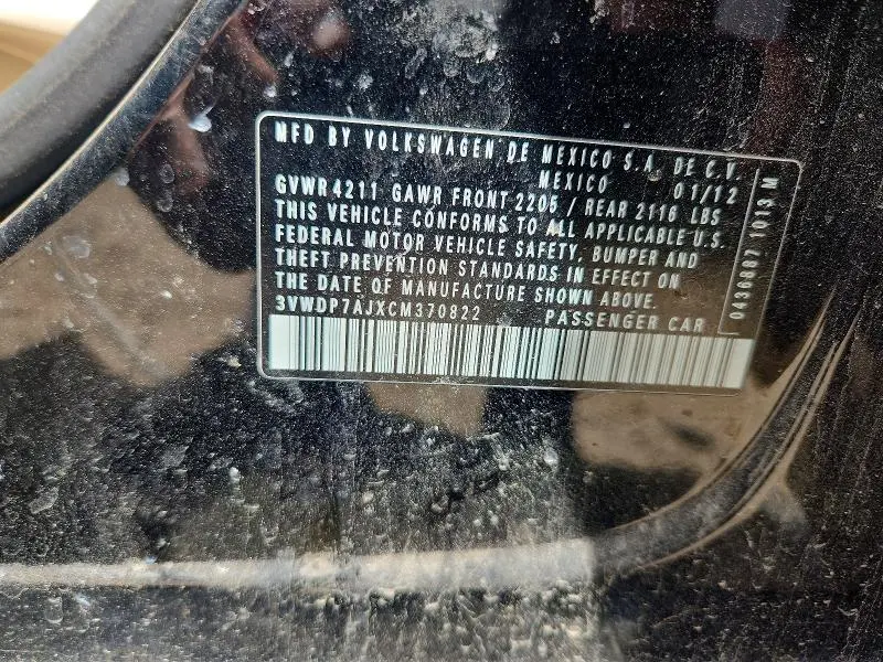 2012 VOLKSWAGEN JETTA SE  