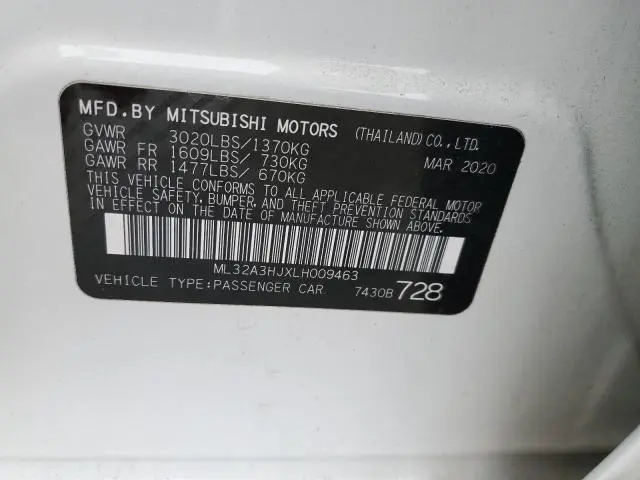2020 MITSUBISHI MIRAGE ES