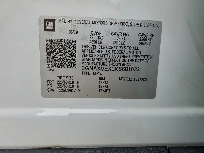 2019 CHEVROLET EQUINOX LT  