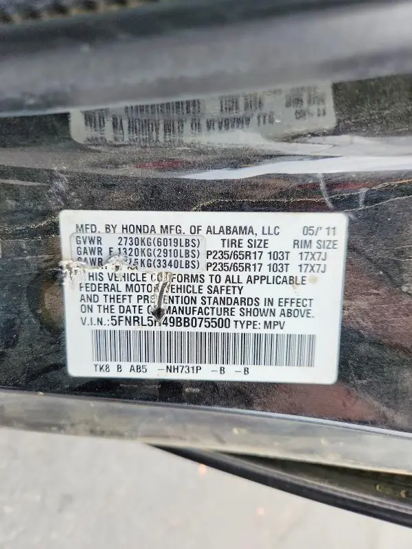 2011 HONDA ODYSSEY EX  