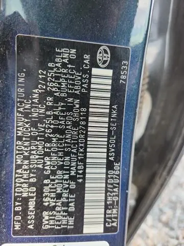 2013 TOYOTA CAMRY LE  