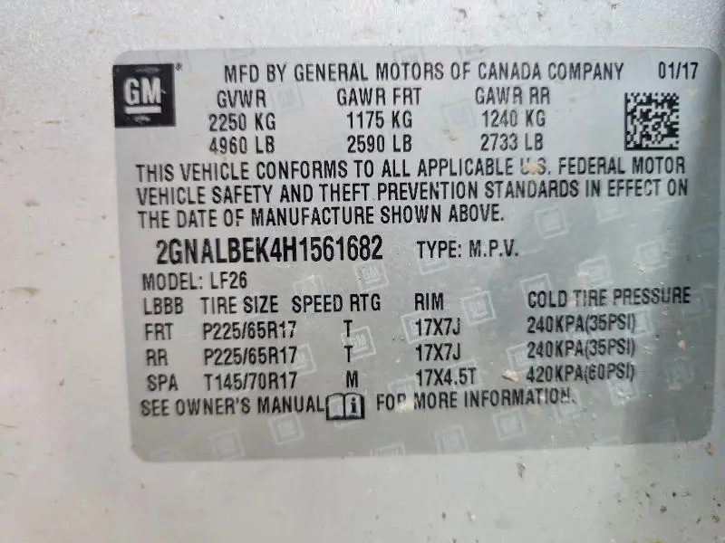 2017 CHEVROLET EQUINOX LS  