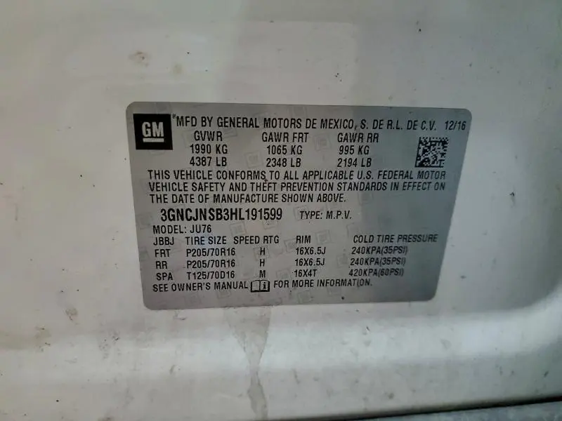 2017 CHEVROLET TRAX LS  