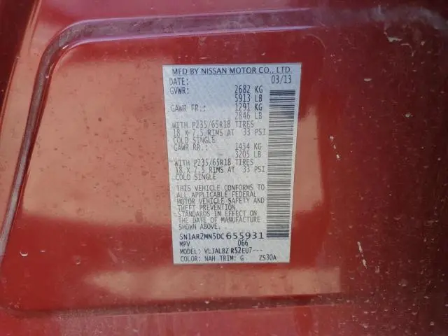 2013 NISSAN PATHFINDER S  