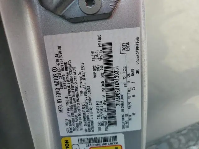 2019 FORD FUSION TITANIUM  