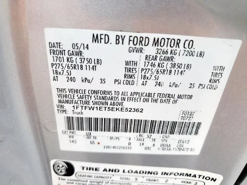 2014 FORD F150 SUPERCREW  