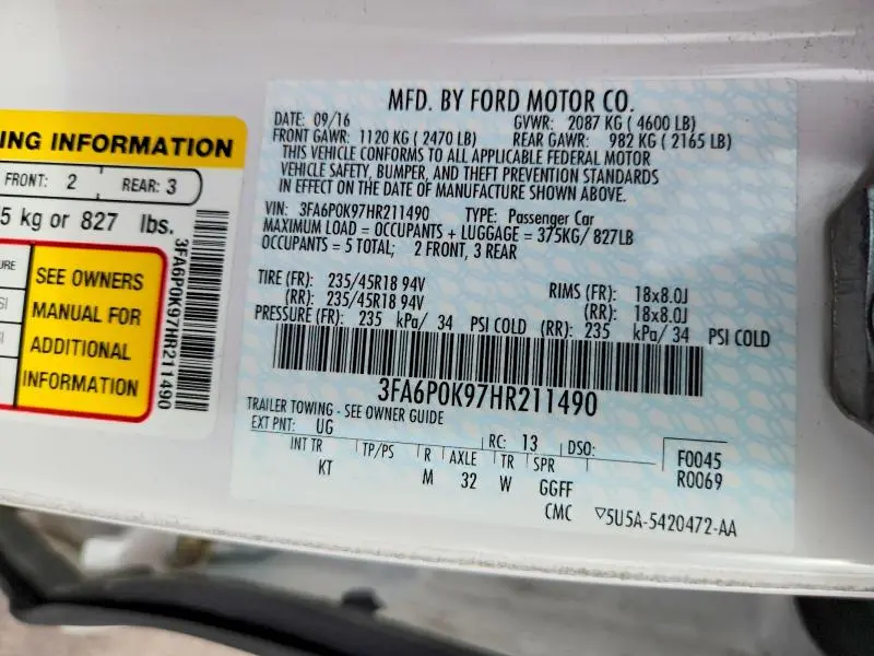 2017 FORD FUSION TITANIUM  
